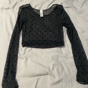 Spanx Sheer Black Polka Dot Crop